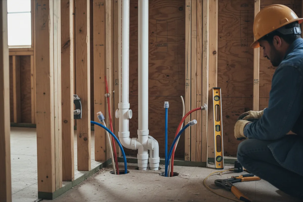 Drain and supply rough-in during Leak Detection in Sunset