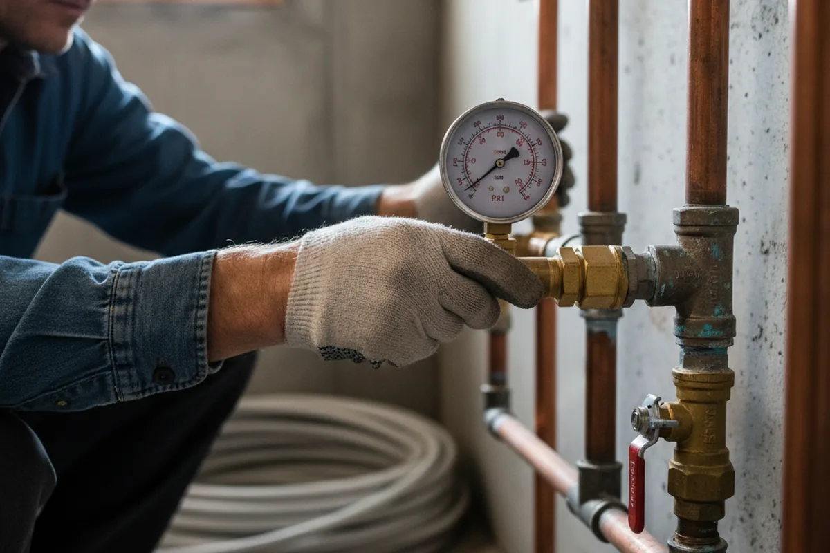 Pressure testing a repaired line during Water Line Repair in Sunset